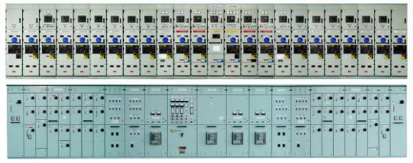 KTE의 주력 생산품인 6,600볼트급 고전압 배전반(사진 위)과 저전압 배전반(사진 아래)