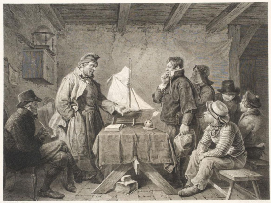 (그림2, The Pilot Exam, 1846년, 독일, 동판화) 출처 : 미국, 필라델피아 미술관